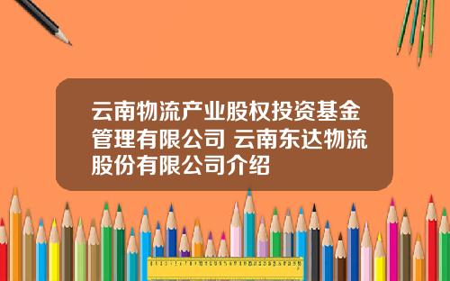 云南物流产业股权投资基金管理有限公司 云南东达物流股份有限公司介绍
