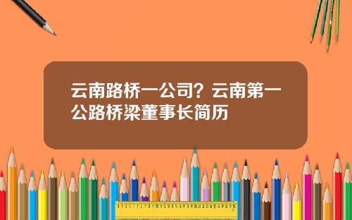 云南路桥一公司？云南第一公路桥梁董事长简历