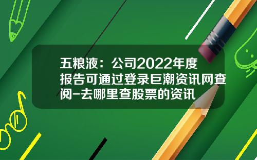 五粮液：公司2022年度报告可通过登录巨潮资讯网查阅-去哪里查股票的资讯