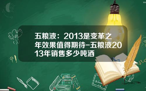 五粮液:2013是变革之年效果值得期待-五粮液2013年销售多少吨酒 五粮液:2013是变革之年效果值得期待-五粮液2013年销售多少吨酒