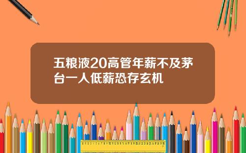 五粮液20高管年薪不及茅台一人低薪恐存玄机