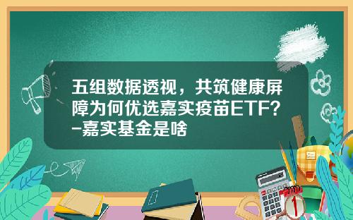 五组数据透视，共筑健康屏障为何优选嘉实疫苗ETF？-嘉实基金是啥