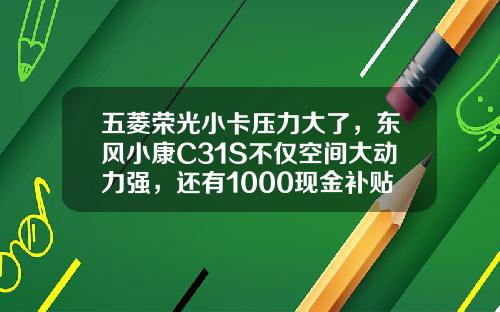 五菱荣光小卡压力大了，东风小康C31S不仅空间大动力强，还有1000现金补贴呢！