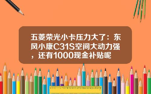五菱荣光小卡压力大了：东风小康C31S空间大动力强，还有1000现金补贴呢
