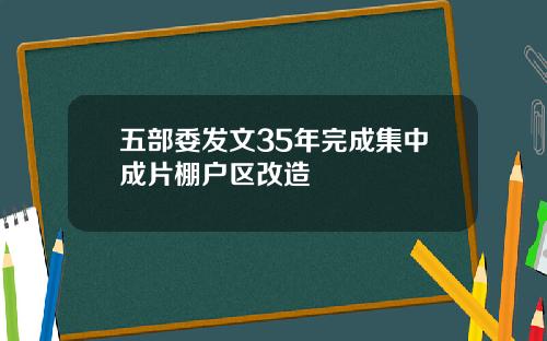 五部委发文35年完成集中成片棚户区改造