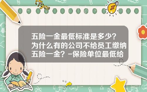 五险一金最低标准是多少？为什么有的公司不给员工缴纳五险一金？-保险单位最低给我们出多少