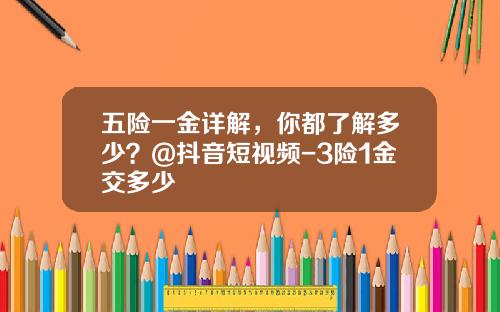 五险一金详解，你都了解多少？@抖音短视频-3险1金交多少