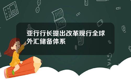 亚行行长提出改革现行全球外汇储备体系