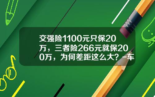交强险1100元只保20万，三者险266元就保200万，为何差距这么大？-车险100万保费多少.