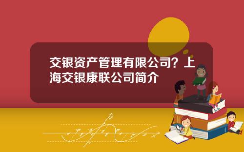 交银资产管理有限公司？上海交银康联公司简介