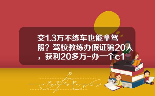 交1.3万不练车也能拿驾照？驾校教练办假证骗20人，获利20多万-办一个c1假驾驶证多少钱【新闻】.