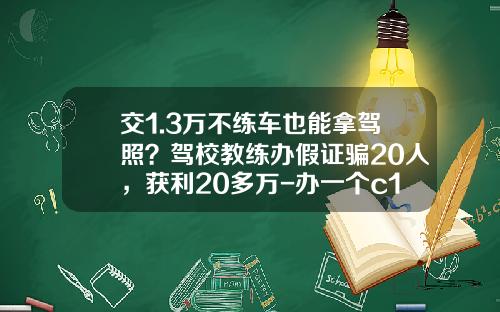 交1.3万不练车也能拿驾照？驾校教练办假证骗20人，获利20多万-办一个c1假驾驶证多少钱.