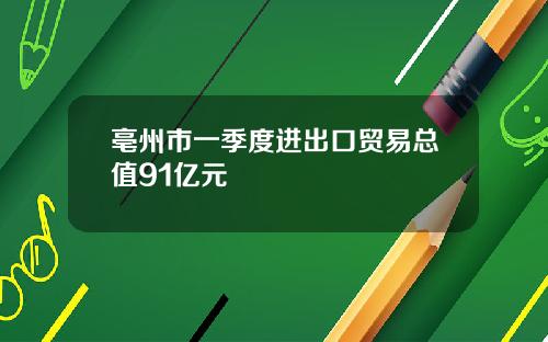 亳州市一季度进出口贸易总值91亿元