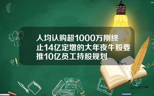人均认购超1000万刚终止14亿定增的大年夜牛股要推10亿员工持股规划
