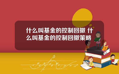 什么叫基金的控制回撤 什么叫基金的控制回撤策略