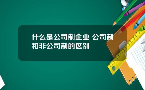 什么是公司制企业 公司制和非公司制的区别