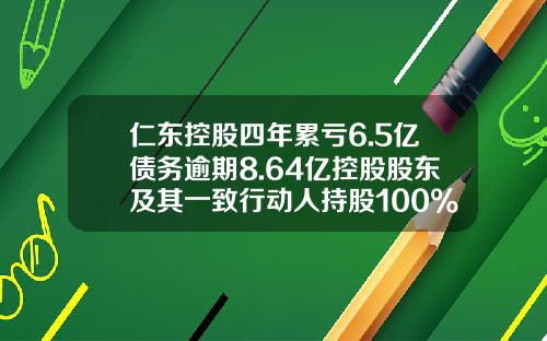 仁东控股四年累亏6.5亿债务逾期8.64亿控股股东及其一致行动人持股100%被冻结-股票仁东控股资讯