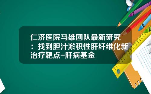 仁济医院马雄团队最新研究：找到胆汁淤积性肝纤维化新治疗靶点-肝病基金