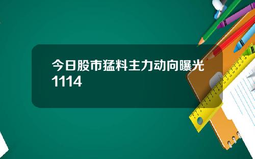 今日股市猛料主力动向曝光1114