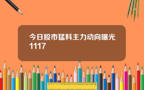 今日股市猛料主力动向曝光1117