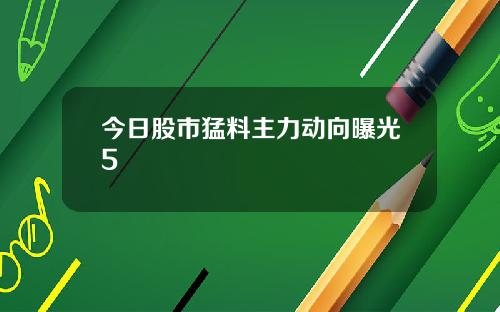 今日股市猛料主力动向曝光5