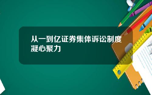 从一到亿证券集体诉讼制度凝心聚力