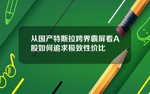 从国产特斯拉跨界霸屏看A股如何追求极致性价比