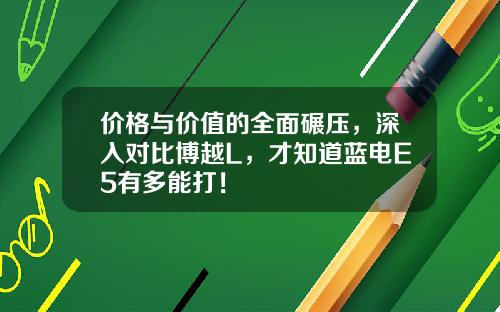 价格与价值的全面碾压，深入对比博越L，才知道蓝电E5有多能打！