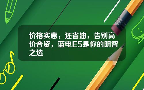 价格实惠，还省油，告别高价合资，蓝电E5是你的明智之选