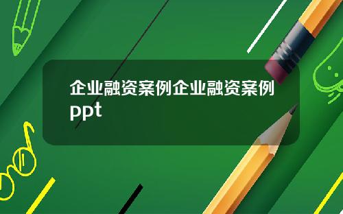 企业融资案例企业融资案例ppt
