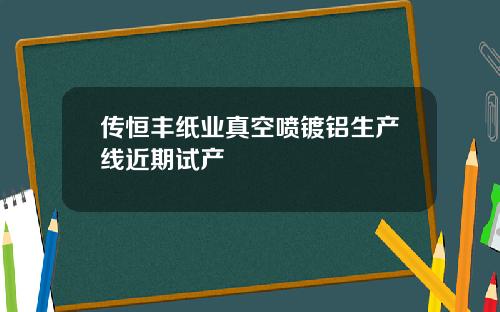 传恒丰纸业真空喷镀铝生产线近期试产