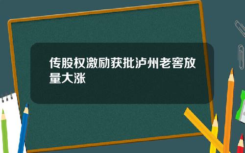 传股权激励获批泸州老窖放量大涨