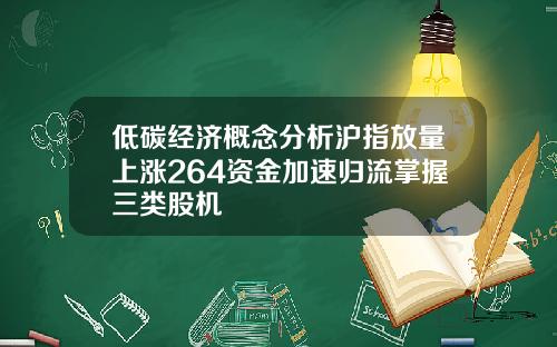 低碳经济概念分析沪指放量上涨264资金加速归流掌握三类股机