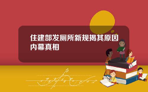住建部发厕所新规揭其原因内幕真相