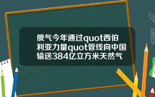 俄气今年通过quot西伯利亚力量quot管线向中国输送384亿立方米天然气