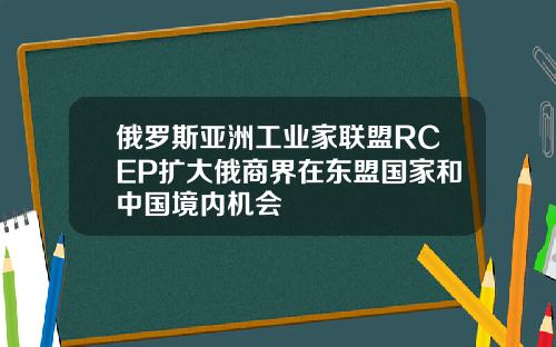 俄罗斯亚洲工业家联盟RCEP扩大俄商界在东盟国家和中国境内机会