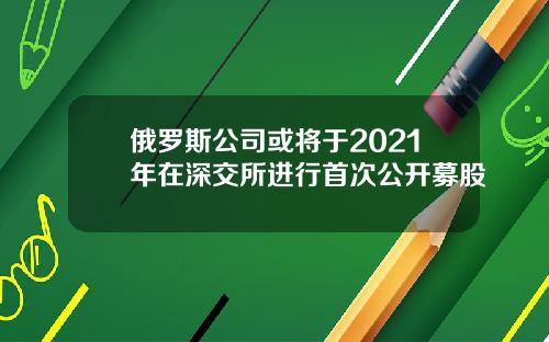 俄罗斯公司或将于2021年在深交所进行首次公开募股
