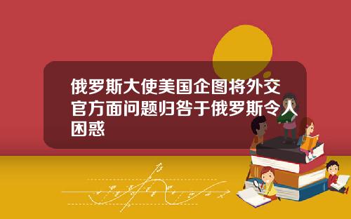 俄罗斯大使美国企图将外交官方面问题归咎于俄罗斯令人困惑