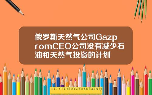 俄罗斯天然气公司GazpromCEO公司没有减少石油和天然气投资的计划