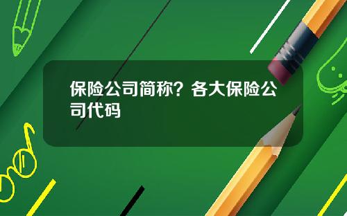 保险公司简称？各大保险公司代码