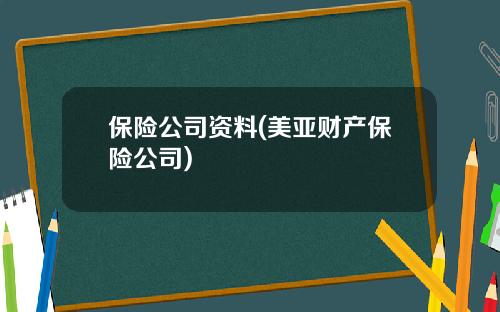 保险公司资料(美亚财产保险公司)