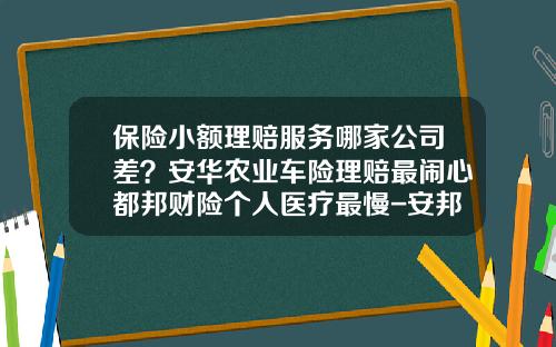 保险小额理赔服务哪家公司差？安华农业车险理赔最闹心都邦财险个人医疗最慢-安邦车险第五年多少钱.