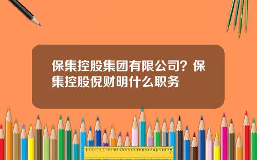 保集控股集团有限公司？保集控股倪财明什么职务
