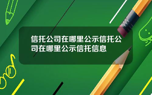 信托公司在哪里公示信托公司在哪里公示信托信息
