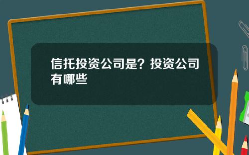 信托投资公司是？投资公司有哪些