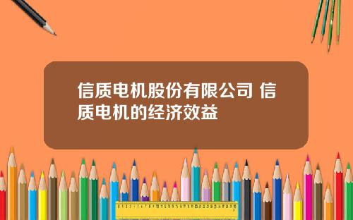 信质电机股份有限公司 信质电机的经济效益