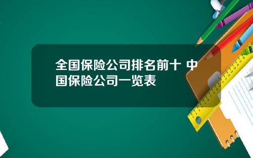 全国保险公司排名前十 中国保险公司一览表