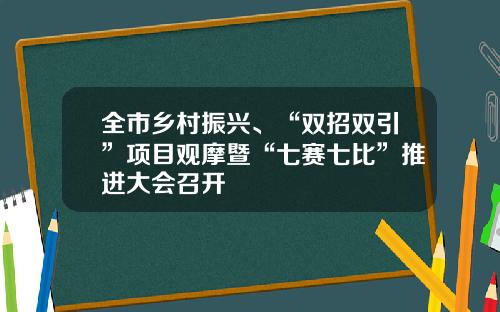 全市乡村振兴、“双招双引”项目观摩暨“七赛七比”推进大会召开
