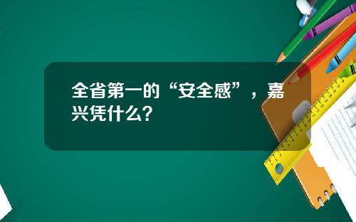全省第一的“安全感”，嘉兴凭什么？