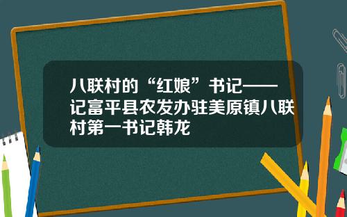 八联村的“红娘”书记——记富平县农发办驻美原镇八联村第一书记韩龙